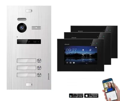 Produktbild von WLAN Videotürsprechanlage BALTER EVO 2-Draht BUS für 3-Familienhaus Schwarz-Silber