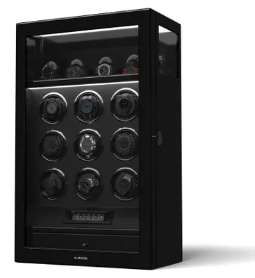 Produktbild von Klarstein SecureTouch Uhrenbeweger für 13 Uhren – Automatik-Uhrenbeweger mit Fingerabdruck-Sperre, Flüsterleisem Japanischem Motor, LCD-Display & Fernbedienung, LED-Beleuchtung, Schmuckschublade