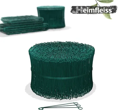 Produktbild von Heimfleiss® Ösendraht Betonbindedraht 1,4 x 120 mm (1000 Stk.) - PVC ummantelter Rödeldraht in grün - Bindedraht für Drillapparat