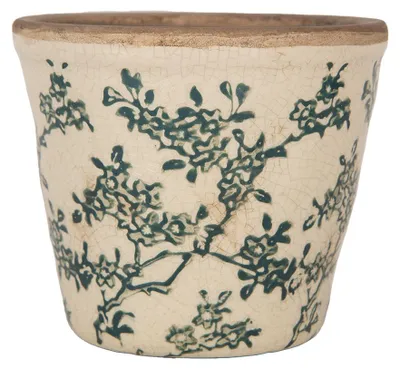 Image de Clayre & Eef Pot de fleurs Ø 12x11 cm Beige Céramique Fleurs