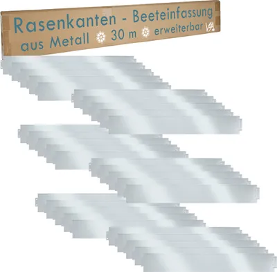 Produktbild von Rasenkante Metall 30m erweiterbar 100x14cm verzinkt Beeteinfassung Beetumrandung Mähkante Garten Umrandung V2Aox