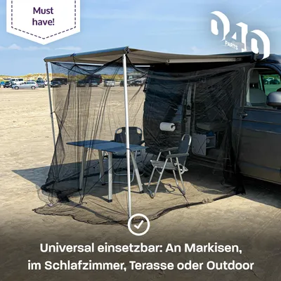 Produktbild von 040 parts Moskitonetz für Markisen bei Campern Caravans Vans Wohnmobile und für den VW T5 T6 T6.1 California mit Thule, Fiamma oder Dometic Markisen