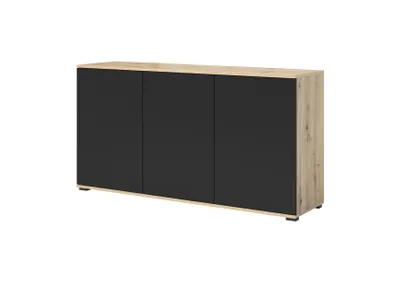Produktbild von Kommode "Masimo" 150 cm, Aufbewahrungsschrank, Kommode mit 3 Türen, Artisan/Schwarz, Push-to-Open, modernes Design
