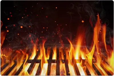 Produktbild von Küchenmatte 150x225 cm Vinylmatte Bodenmatte Dekoration - Feuer auf Grill