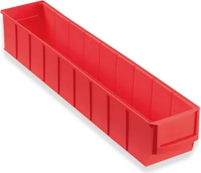 Produktbild von Hünersdorff Regalbox aus PP, 500x91x81 mm rot, Volumen 2,82 L, schmal