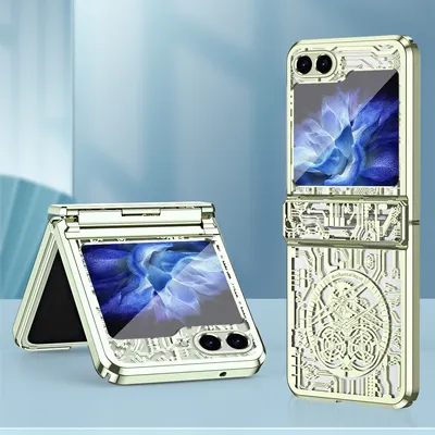 Produktbild von Hülle für Samsung Galaxy Z Flip 5 Luxus Galvanisierte Scharnierschutz Transparent Schutzhülle Grün