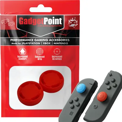 Produktbild von Thumbgrips - Thumb Grips voor Nintendo Switch Joy-Con Controllers - Gaming Thumbgrips - Performance Anti-Slip Thumbsticks - Bescherming Accessoires - Cirkel - Rood -