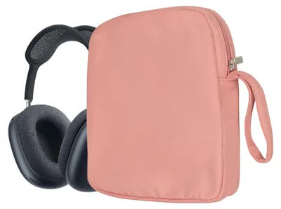 Produktbild von kwmobile Kopfhörer Tasche für Over Ear Headphones kompatibel mit Apple AirPods Max / AirPods Max 2 Case - Kopfhörer Hülle mit Reißverschluss - Altrosa