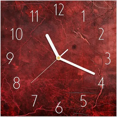 Produktbild von Wanduhr aus Glas mit Motiv Rote Struktur- 30 x 30 cm - inkl. Aufhängesystem