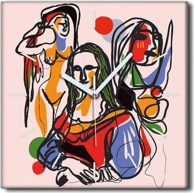 Produktbild von Coloray Uhr auf Leinwand 30x30 cm Wand Uhr Dekoration Wohnzimmer Segeltuch weiße Zeiger -Picasso-Art-Art.