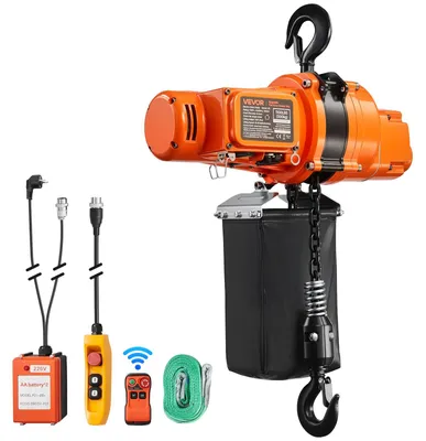 Productafbeelding van VEVOR Elektrische kettingtakel, 500 kg, 6 meter hefhoogte, 230 V, monofasige brugkraan met 100 meter draadloze en 4,5 meter kabelgebonden afstandsbediening, noodstop, 2-in-1 elektrische kettingtakel voor fabrieken, magazijnen en garages