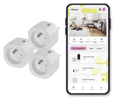 Productafbeelding van Omajin 3-delige set slimme stekkerdozen, WLAN, Bluetooth, 16A, energieteller, type E
