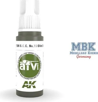 Obrázek produktu pro AK Interactive S.L. AK-11386 S.C.C. Č. 15 OLIVE DRAB (3. generace)