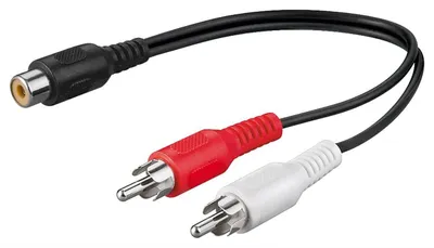 Immagine prodotto di goobay Audio Y Kabeladapter Stereo Cinch Stecker zu Cinch Buchse schwarz 0,2 m