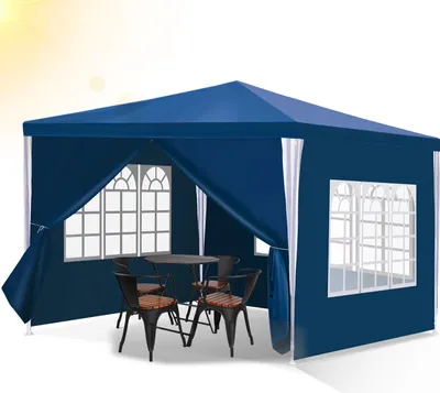 Produktbild von Faziango Pavillon Partyzelt mit Seitenwänden, Reißverschlusstür & Fenstern, wetterfest, 3x3m Blau