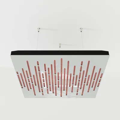 Produktbild von 2er-Pack – Abgehängtes Decken-Akustikpaneel mit Samtstoff und Befestigungsset|50x50x5cm|Schallabsorption[WAVE -Weißer Kunststoff|Rosa]