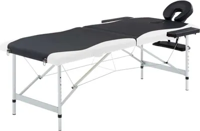 Produktbild von Massageliege Klappbar 2-Zonen Aluminiumgestell Schwarz und Weiß