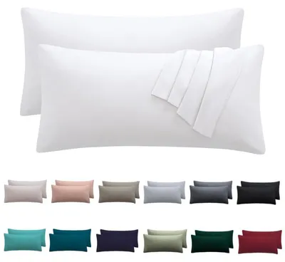 Immagine prodotto di Set di 2 federe per cuscini, 50x70 cm, colore bianco, in microfibra
