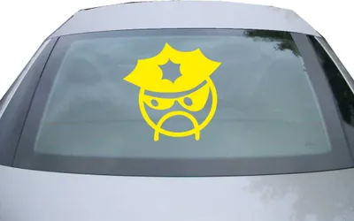 Produktbild von Indigos UG - Aufkleber Heckscheibe & Motorklappe DE6133 - gelb - 600x600 mm - police - Auto Scheiben Fenster Heckklappe Tuning Racing JDM - Die cut