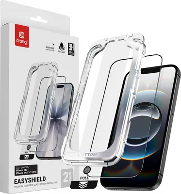 Immagine prodotto di Crong EasyShield confezione da 2 – Vetro temperato per iPhone 17e / 16e / 14 / 13 / 13 Pro (2 pezzi)
