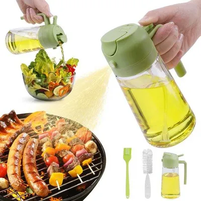 Obrázok produktu pre Rozprašovač oleja 470 ml 2 v 1, sklenený, do rúry a na grilovanie, zelený