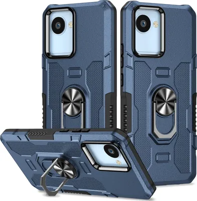 Produktbild von Realme C30 Hülle, Dual Layer Robuste Rüstung Ringhalter Ständer Schutzhülle für OPPO Realme C30 Blau