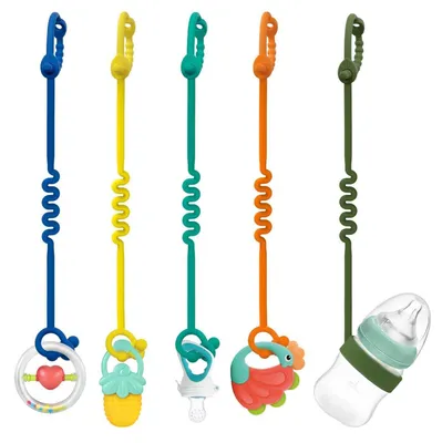 Immagine prodotto di Catena antivomito in silicone, regolabile, per passeggini, seggioloni, seggiolini auto, disponibile in vari colori