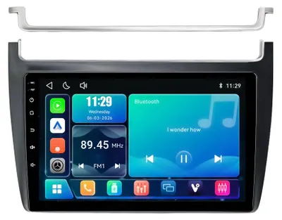 Immagine prodotto di Radio aftermarket da 9 pollici per VW Polo 6R 6C, con CarPlay e Android wireless, USB, navigatore integrato, Bluetooth 5.1 e RDS