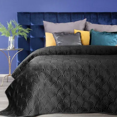 Produktbild von Velvet Decke Hochwertige Tagesdecke Bettüberwurf RIA2 schwarz 220x240 cm cm schwarz