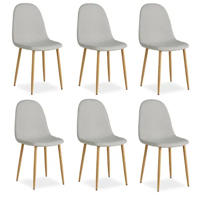 Image de Chaise Salle à Manger Lot de 6 Gris Design Moderne Chaises de Cuisine Chaises pas Cher Fauteuil Rembourrée