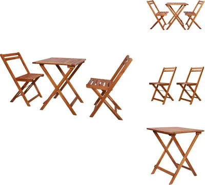 Produktbild von vidaXL 3-tlg. Bistro-Set Klappbar Massivholz Akazie -  Gartenmöbel-Sets
