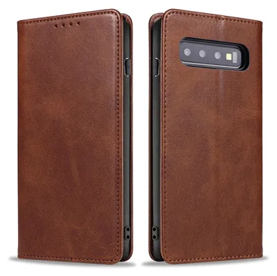 Produktbild von Handyhülle für Samsung Galaxy S10 Kunstleder Flip Cover Hülle Klapphülle Case Kartenfach Farbe: Dunkelbraun