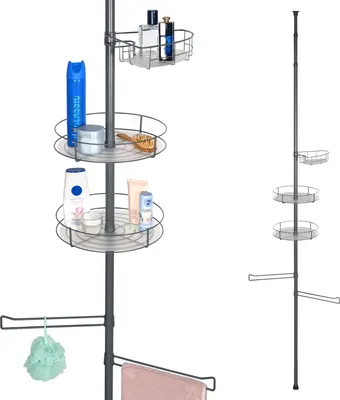 Produktbild von bremermann Teleskop-Badregal ausziehbar bis max. 290 cm aus Metall in Grau