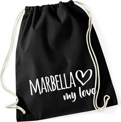 Produktbild von Huuraa Turnbeutel Marbella my love 12 Liter Black Baumwolle Rucksack Geschenkidee