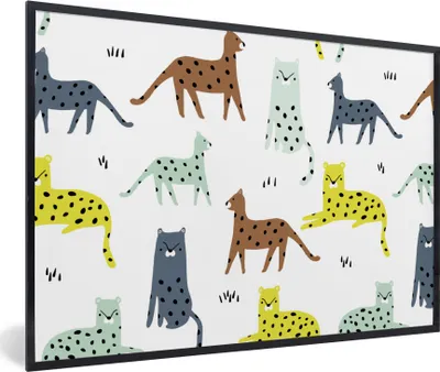 Produktbild von MuchoWow® MuchoWow® Gerahmtes Poster Wilde Tiere - Katze - Dschungel 60x40 cm - Poster mit zchwarzem Bilderrahmen - Printing - Wanddeko Schlafzimmer