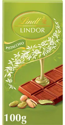 Produktbild von Lindt Lindor Milchschokolade Pistazie Riegel 100g – cremige Pistazienfüllung
