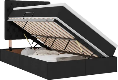 Produktbild von vidaXL LED-Speicherbett mit Matratze Schwarz 120 x 200 cm Stoff