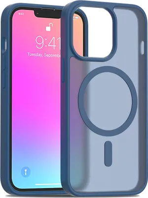 Immagine prodotto di Custodia magnetica per iPhone 13 Pro, compatibile con MagSafe, retro traslucido opaco, antiurto Blu scuro