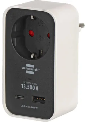 Produktbild von Brennenstuhl 1508270, Typ F, Typ F, 230 V, 16 A, Schwarz, Weiß, 3680 W