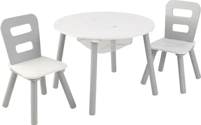 Produktbild von KidKraft Kindertisch mit 2 Stühlen Grau Massivholz 26166