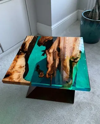 Produktbild von Stilvoller Epoxidharztisch Designer Wohnzimmer Couchtisch 60x60x50