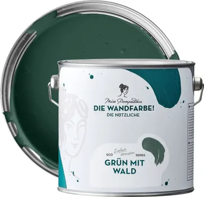Produktbild von MissPompadour abwaschbare Wandfarbe Grün mit Wald 2,5L - hohe Deckkraft - matte, scheuerbeständige Innenfarbe - geruchsarm, wasserbasiert, ergiebig - Die Nützliche