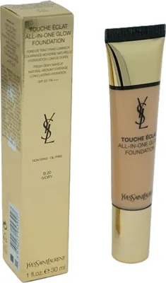 Image de Yves Saint Laurent Touche Éclat Fond de teint tout-en-un éclat SPF23, tube, liquide, B20, Ivoire, Peau nue, Neutre