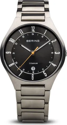 A studio shot of a Bering titanium watch.
