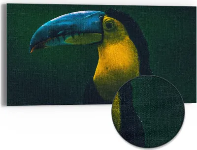 Produktbild von DEQORI Hybrid Leinwand Bild 60x30 cm 'Dschungelbewohner' Wandbild Glas flach modern