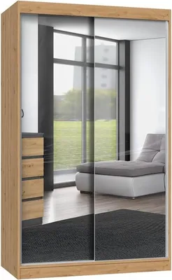 Produktbild von Moderne Schiebetürgarderobe mit 2 Spiegeln - IGA 120 cm | Farbe: Artisan-Eiche