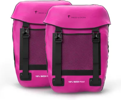 Produktbild von Fahrradtasche Pro Plus Packtasche Gepäckträgertasche Red Loon LKW-Plane wasserdicht, Farbe:pink-schwarz, Anzahl:2x Fahrradtasche