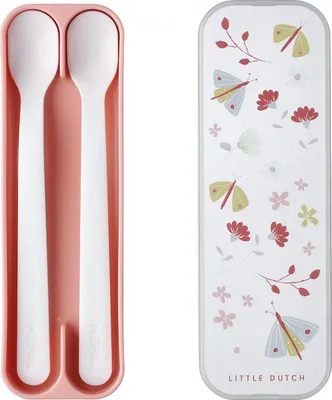 Produktbild von Mepal – Fütterlöffel Mepal Mio – Babylöffel – Kleinkind Fütterlöffel – Baby Besteck – Spülmaschinengeeignet – BPA frei – 2er Besteck Set – Flowers & butterflies