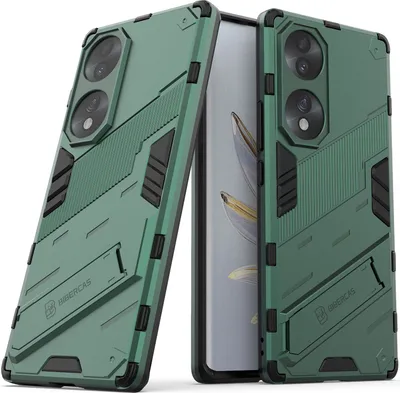 Produktbild von Armor Hülle für Honor 70, Hybrid PC TPU Bumper Stoßfestes Schutzhülle mit Standfunktion Grün
