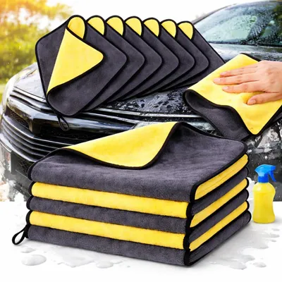 Produktbild von 5er Pack Mikrofaser-Autowischtücher 30 x 30 cm Waschlappen, Saugfähige Trocken- Reinigungstücher für Autoaufbereitung - Kratzfrei, Schnelltrocknend